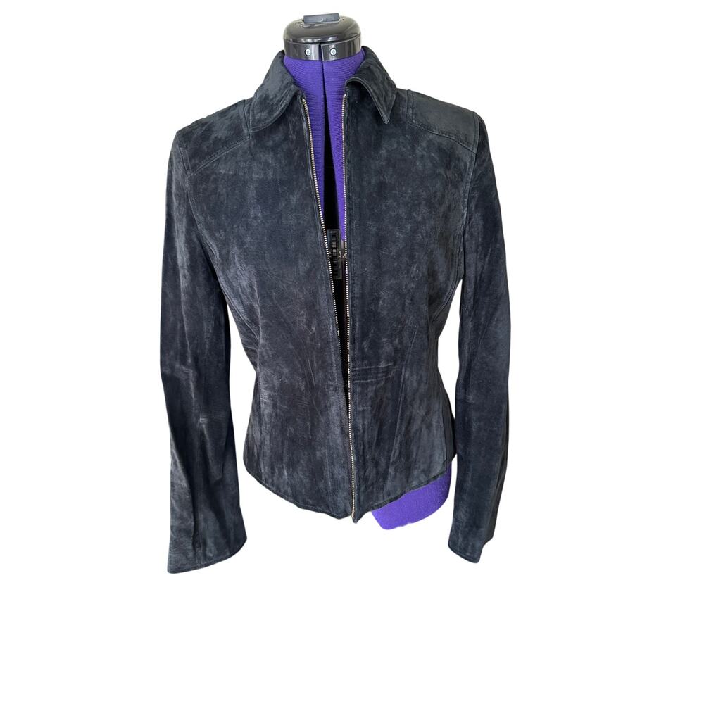 Liz Claiborne Black Suede Jacket - Size Small - Y2K Style